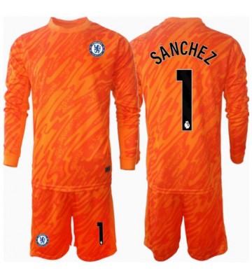 Chelsea Robert Sanchez #1 Brankář Domácí dres komplet pro Děti 2024-25 Dlouhým Rukávem (+ Krátké kalhoty)